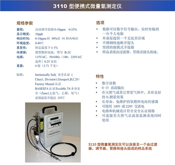 3110 型便携式微量氧测定仪