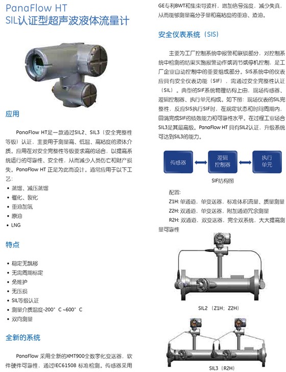 PanaFlow HT SIL认证型超声波液体流量计