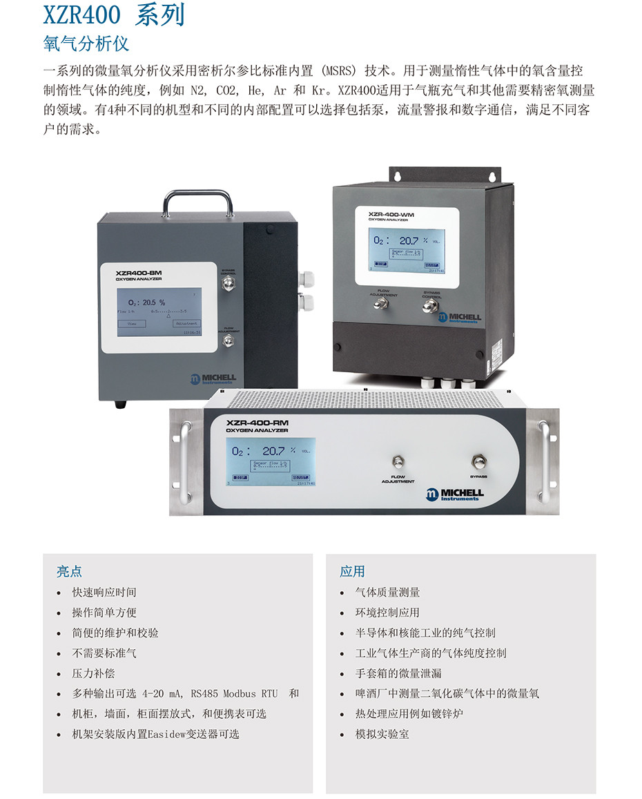 XZR400系列 氧气分析仪