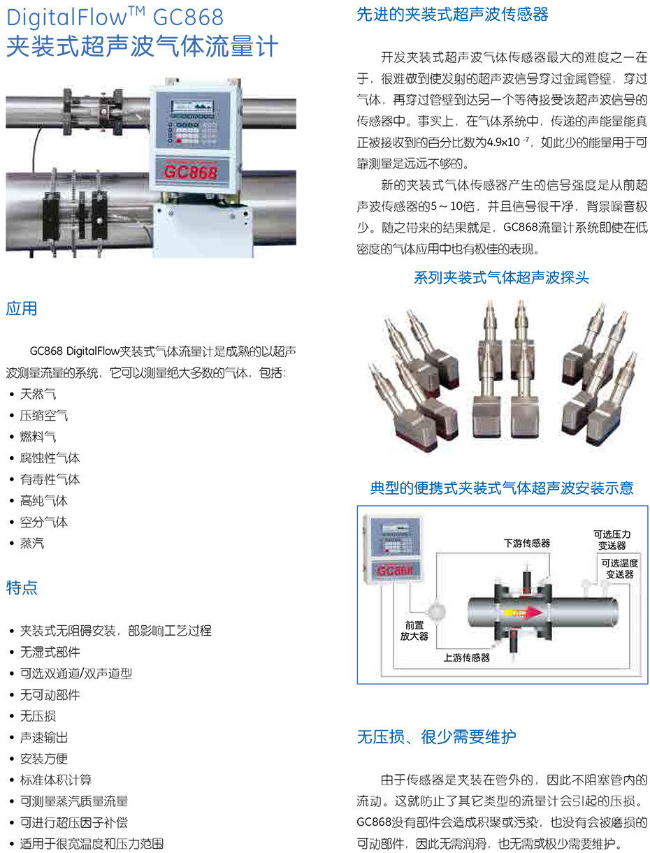  GC868 夹装式超声波气体流量计